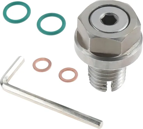 Miniatura 10 de Tapón magnético de drenaje de aceite de acero inoxidable M12 x 1.5, bandeja del motor con arandela de cobre e imán de neodimio, compatible