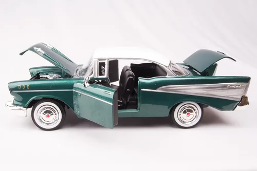 Miniatura 6 de 1957 Chevy Bel Air Green Escala 1/24 Diecast Model Toy Car Motormax 73228