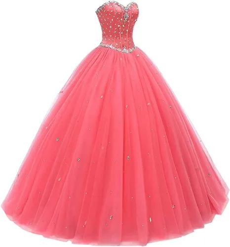 Miniatura 3 de Likedpage - Vestido de tul con escote de corazón para mujer, diseño para bailes, fiestas, graduaciones y quinceañeras