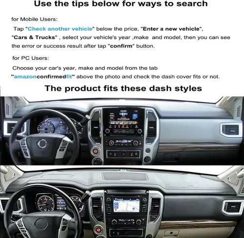 Miniatura 2 de Yiz Funda para tablero de instrumentos de automóvil de ajuste personalizado con sensor para Nissan Titan/Titan XD (negro) J144