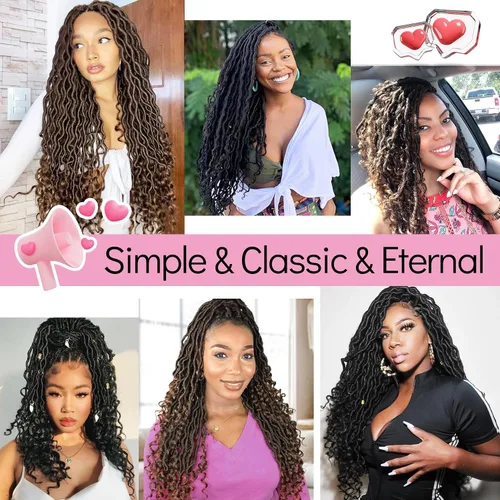Miniatura 5 de Karida Rastas de cabello sintético de ganchillo de 18 pulgadas, 8 paquetes de cabello de ganchillo preanudado de diosa, rastas sintéticas onduladas