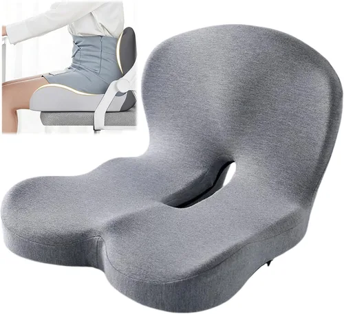 Miniatura 12 de Cojín ortopédico, cojín de asiento para silla de oficina y automóvil, cojines ergonómicos de espuma viscoelástica en forma de L, soporte lumbar