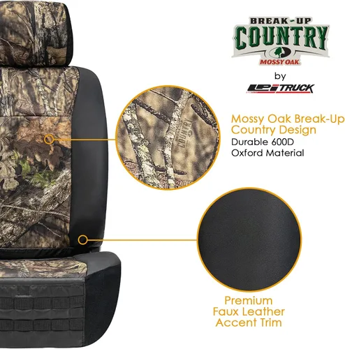 Miniatura 2 de Fundas de asiento resistentes Mossy Oak LPI Truck para asientos delanteros; Se ajustan a SUV o camiones de tamaño completo; Incluye bolsillos