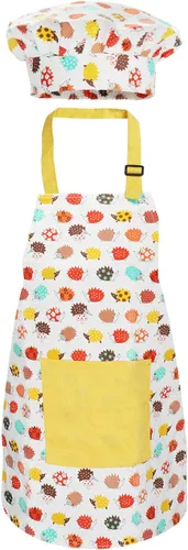 Jennice House - Juego de delantal y gorro de chef para niños, lindos delantales para hornear de niños para cocinar delantales para bebés que hornean