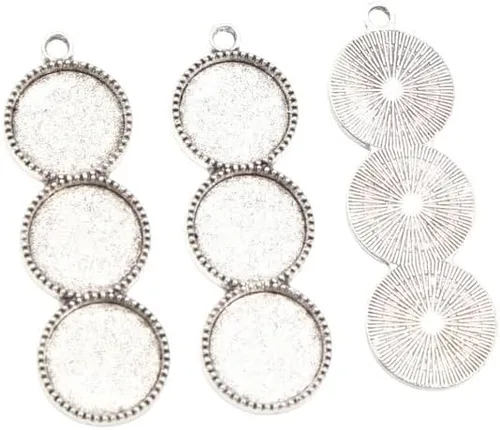 Miniatura 6 de Kentuckiz - 10 unidades de 0.472 in de tamaño interior de tres camafeo cabujón base en blanco colgante bandejas bisel diy collar colgante joyería Oro