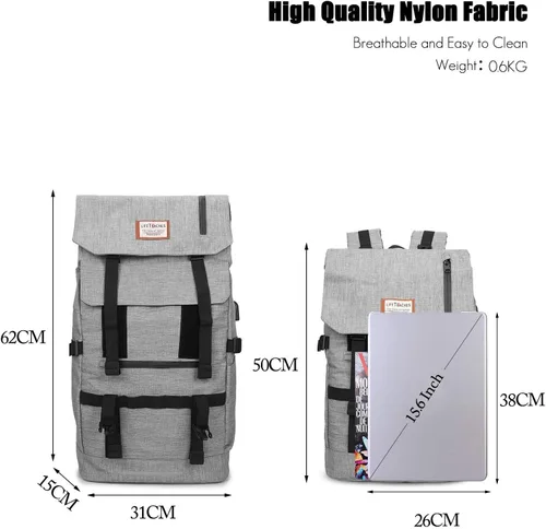 Miniatura 6 de FANDARE Mochila expandible con puerto de carga USB, mochila escolar para adolescentes, impermeable, informal, para hombres, mujeres, escuela