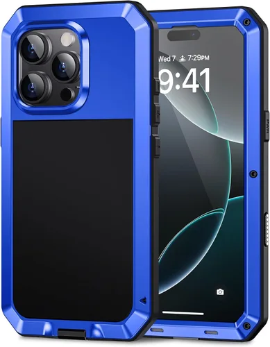 Miniatura 28 de Lanhiem Funda para iPhone 7 Plus/8 Plus, resistente a los golpes, [Tough Armour], funda de metal con protector de pantalla integrado, funda Negro