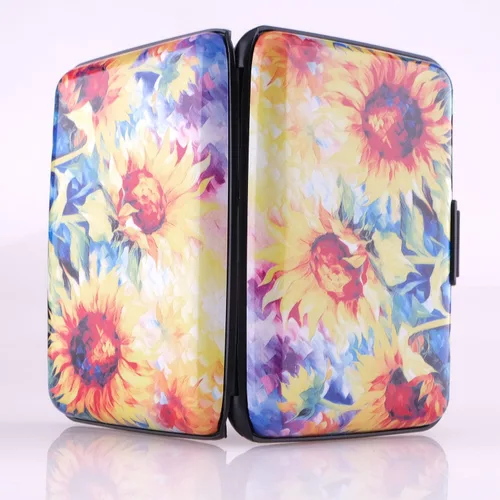 Miniatura 9 de Tarjetero de aluminio con bloqueo RFID para hombres y mujeres, elegante cartera de viaje con 7 ranuras, la mejor protección contra escaneos