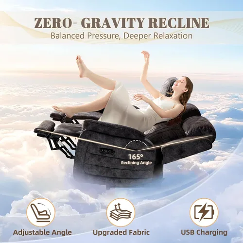 Miniatura 3 de Sofá biplaza reclinable eléctrico Zero Gravity con reposacabezas ajustables, sillón reclinable eléctrico con consola, sofá reclinable eléctrico de 2