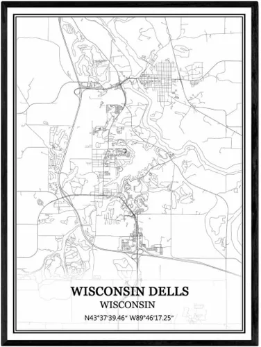 Miniatura 10 de TANOKCRS Kenosha - Póster impreso en lienzo con diseño de mapa de Estados Unidos de Estados Unidos, sin marco, moderno, en blanco y negro, regalo