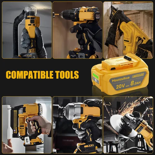 Miniatura 2 de Paquete de 4 baterías de repuesto de 8.0 Ah para Dewalt de 20 V de litio compatible con Dewalt 20 voltios MAX batería XR DCB200 DCB201 DCB203 DCB204