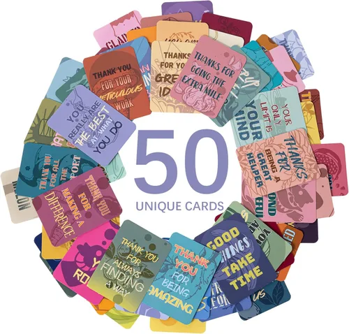 Miniatura 8 de 50 tarjetas inspiradoras únicas, mini tarjetas de notas de bondad motivacionales con citas de aliento, apreciación, gratitud, tarjetas