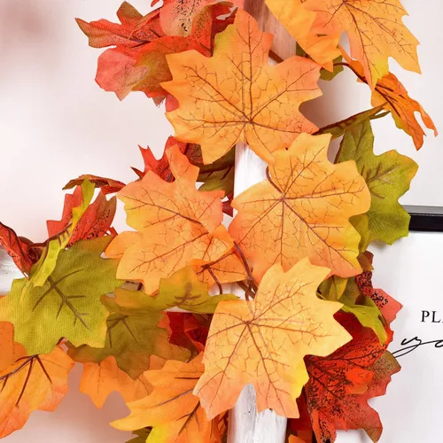 Miniatura 3 de Lvydec - Guirnalda de hojas de arce de otoño, 2 unidades,tiras de 6 pies de follaje otoñal artificial, colorida decoración de otoño para hogar, boda