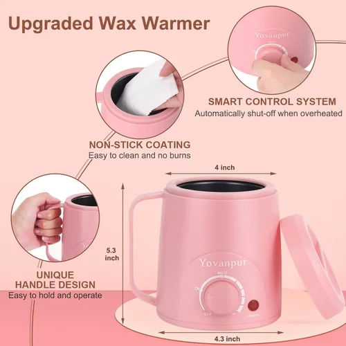 Miniatura 2 de Kit de depilación para mujer, mini calentador de cera, kit de cera dura con cuentas de 14 onzas, depilación portátil para cara, axilas, cejas