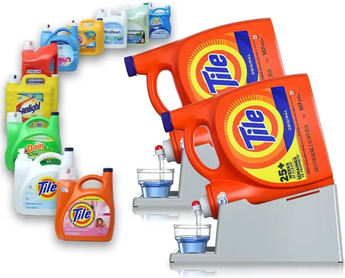 Miniatura 19 de TidyFriend - Paquete de 3 soportes para detergente líquido con bandeja de goteo y patas de agarre de goma, soporte para organización y Blanco