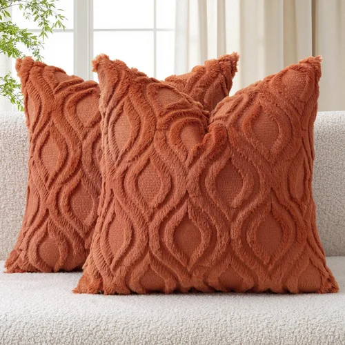 Miniatura 10 de MIULEE - Juego de 2 fundas de almohada de lana sintética suave y afelpada, fundas decorativas de estilo bohemio para sofá, sala de estar, cama, 18 x