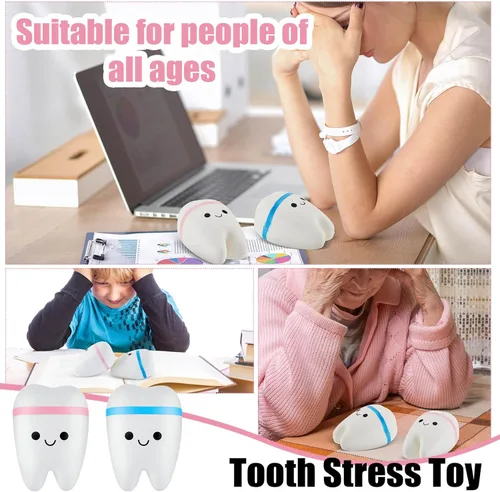 Miniatura 7 de Hungdao 2 piezas de dientes gigantes de elevación lenta de dientes falsos para aliviar la ansiedad, juguetes dentales, asistente dental, regalos