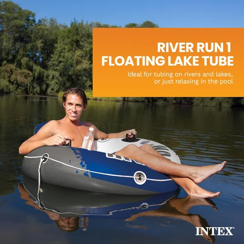 Miniatura 2 de INTEX 58825EP River Run 1 Inflatable Floating Lounge: Comfortable Backrest – Built-in Cup Holders – Durable Grab Handles – All Around Grab Rope