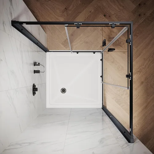 Miniatura 9 de ELEGANT Cabina de ducha esquinera de 36 pulgadas de profundidad x 36 pulgadas de ancho x 72 pulgadas de alto, puerta de ducha de esquina corredera