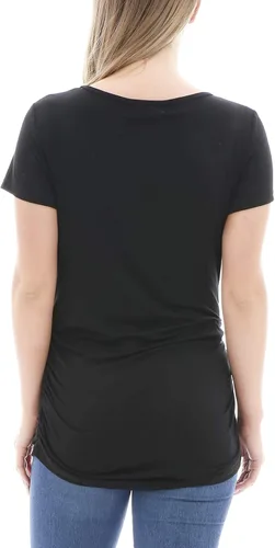 Miniatura 73 de Smallshow - Camiseta de maternidad para mujer, diseño de lados fruncidos, tipo túnica, prendas para el embarazo