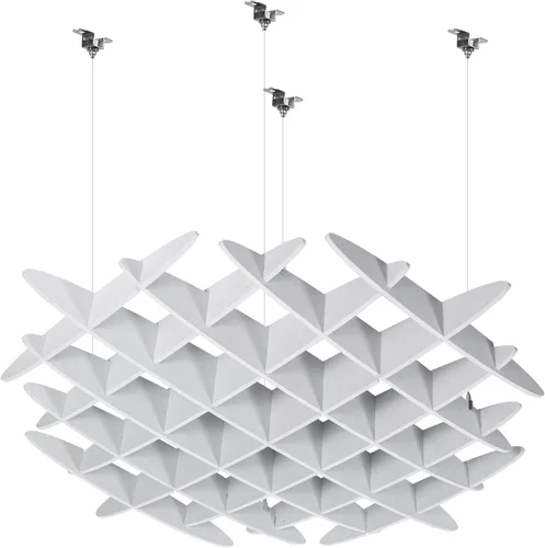 Panel de Techo Acústico VIVO de Celosía, Absorbente de Sonido Colgante Hexagonal, Moderna Lámpara de Techo de Reducción de Ruido, Gris Claro,
