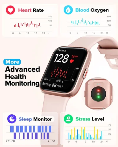 Miniatura 3 de Relojes inteligentes para mujer, reloj de fitness con pantalla táctil de 1.8 pulgadas con frecuencia cardíaca, podómetro, reloj inteligente