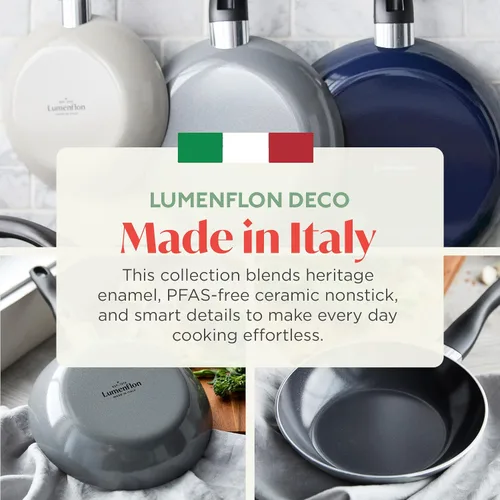 Miniatura 7 de Deco - Sartén antiadherente de 8 pulgadas, fabricada en Italia, cerámica de diamante, sin PFAS, apta para lavavajillas y utensilios de metal, Gris