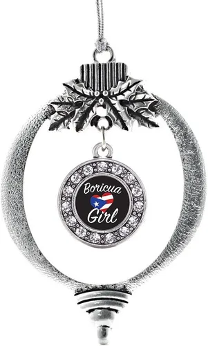 Miniatura 140 de Inspired Silver - Bonita bandera estadounidense - Adorno de Navidad plateado - Adorno de árbol de Navidad con dije circular con circonita cúbica