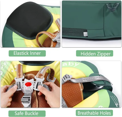 Miniatura 3 de Mambobaby - Flotador de piscina para bebé con toldo no inflable, sólido, mejorado, suave, impermeable, agradable a la piel, material de tela