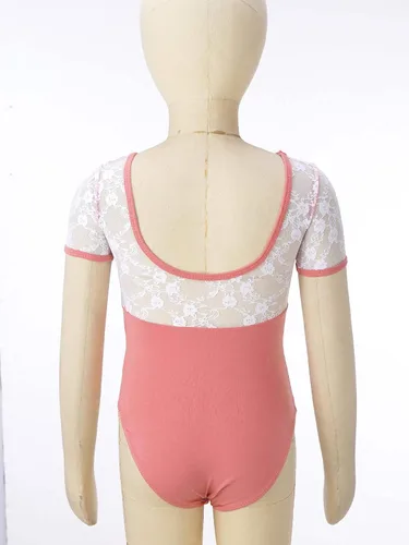 Miniatura 10 de JEATHA Leotardos de ballet para niñas, camisetas de baile, bailarina, encaje floral, con botones, entrepierna