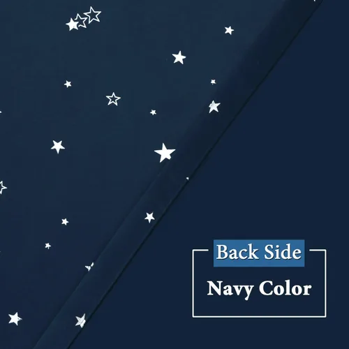 Miniatura 5 de H.VERSAILTEX Cortinas opacas con estrellas para habitación de niños y niñas, con bloqueo de luz completa, bonitas cortinas gruesas y suaves