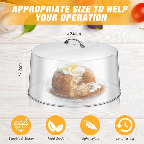 Miniatura 2 de Uiifan 2 cubiertas de plástico transparente para cúpula para tartas, cubierta redonda de acrílico de 12 pulgadas, cúpula de 7.5 pulgadas de alto