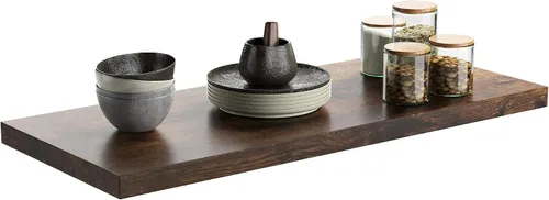 Miniatura 12 de Juego de 1 estante de pared, estantes flotantes negros de 24 pulgadas de ancho x 10 pulgadas de profundidad x 1 pulgadas de alto, estante de pared