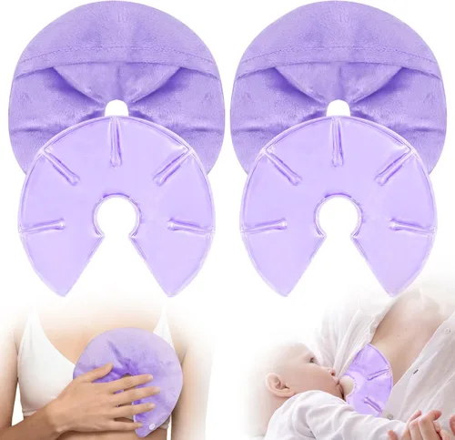 Miniatura 10 de Paquetes de terapia de senos, paquete de 2 paquetes reutilizables de gel frío caliente para aliviar el dolor de pezones, mastitis, congestión, apoyo