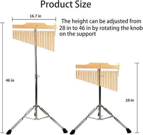 Miniatura 3 de TNZMART Campanillas de viento de una fila con soporte de trípode de 25 tonos y 36 tonos, con altura ajustable, campana de instrumentos de percusión