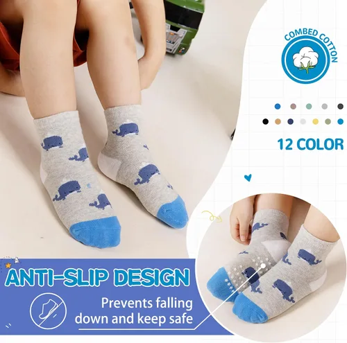 Miniatura 2 de DoSmart 12 pares de calcetines de algodón transpirable con dibujos animados para bebés y niños pequeños