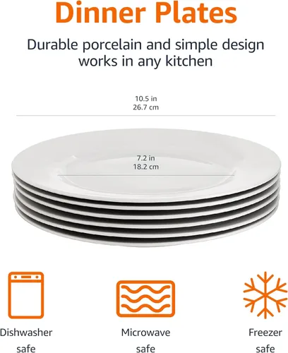 Miniatura 2 de AmazonBasics – Juego de 6 platos planos