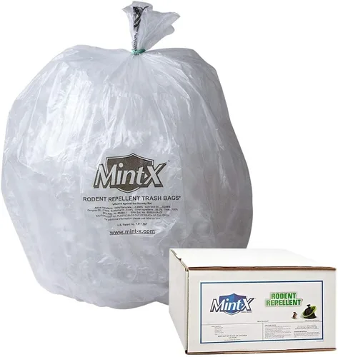 Miniatura 2 de Mint-X Bolsas de basura repelentes de roedores, 1.7 mil, sello plano, 46 pulgadas de alto x 33 pulgadas de largo, color negro (paquete de 100)