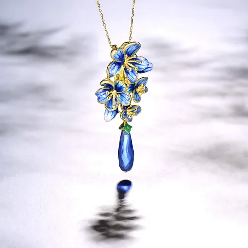 Miniatura 3 de Santuzza Colgante de plata de ley 925 hecho a mano con flores esmaltadas para mujer