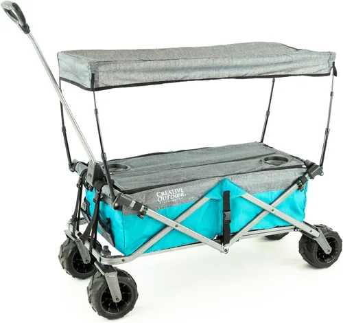 Miniatura 12 de Creative Outdoor All-Terrain Deluxe Wagon Ruedas giratorias todo terreno de 360 grados Ideal para playa, parque, jardín y portón trasero Negro