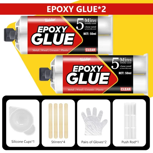 Miniatura 2 de Pegamento Epoxy de 5 Minutos, Adhesivo Epoxy de Curación Rápida de 3.4oz para Metal, Plástico, Vidrio, Madera, Cerámica y Más, Pegamento