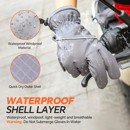 Miniatura 3 de Guantes de invierno impermeables y resistentes al viento para hombres y mujeres, térmicos cálidos para clima frío, agarre de nieve para pantalla