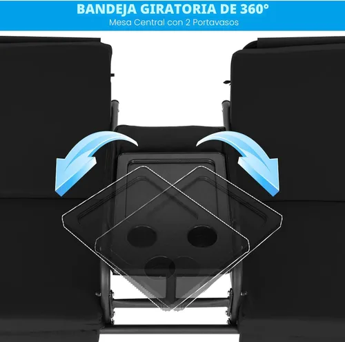 Miniatura 7 de Tangkula Columpio de porche para 2 personas, columpio al aire libre con mesa de almacenamiento pivotante, bolsa refrigerante, 2 soportes para tazas