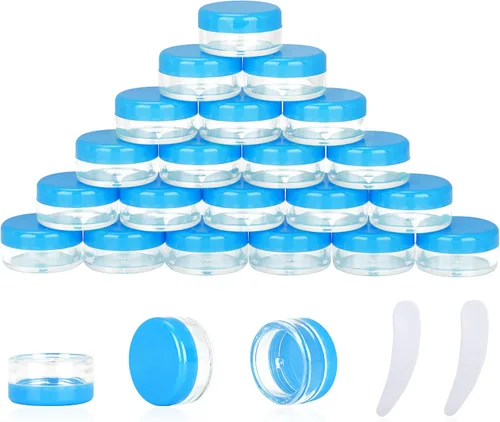 Miniatura 8 de 50 recipientes de muestra de 0.11 oz, frascos vacíos de 0.11 onzas líquidas con tapas, pequeños recipientes para cosméticos, mini tarros de muestra