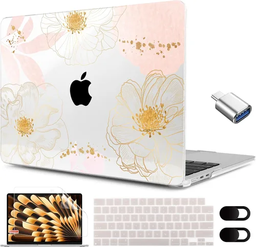 Miniatura 20 de MEEgoodo Funda para MacBook Air M5/M4/M3/M2 de 15 pulgadas 2026 2025 2024 2023, funda compatible con el modelo (A3448/A3241/A3114/A2941)