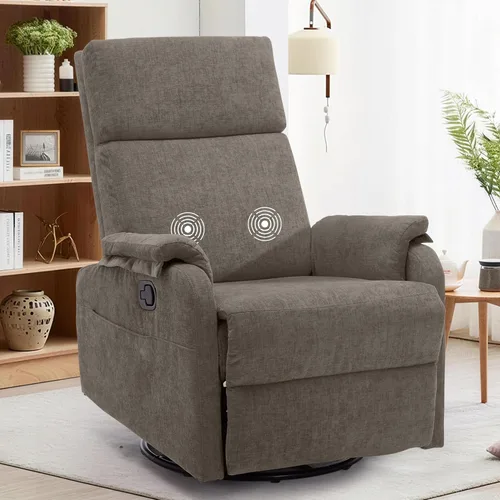 Miniatura 15 de Sillas reclinables Korser, Silla reclinable giratoria para adultos, Silla mecedora Glider, Silla reclinable pequeña para guardería para sala de Beige