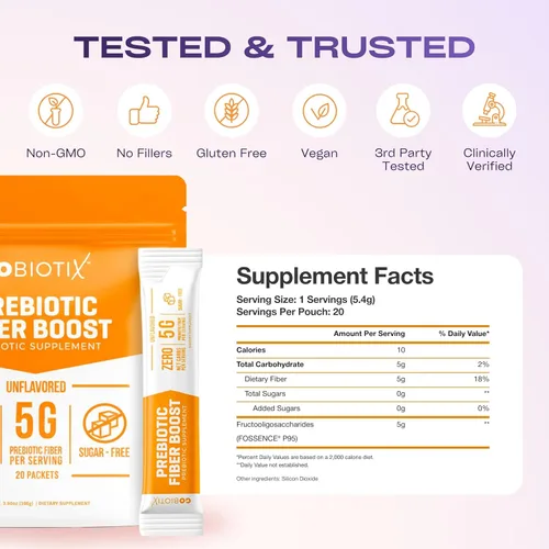 Miniatura 6 de Suplemento de fibra prebiótica: Ayuda a la salud intestinal y la regularidad digestiva, Suplemento de fibra en polvo soluble para mujeres y hombres