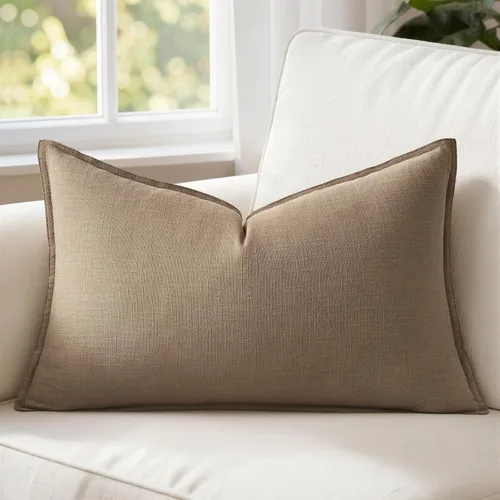 Miniatura 20 de MIULEE Fundas de almohada decorativas de lino de 12 x 20 pulgadas, almohadas neutras bohemias de cenizas azules para cama, paquete de 1 funda