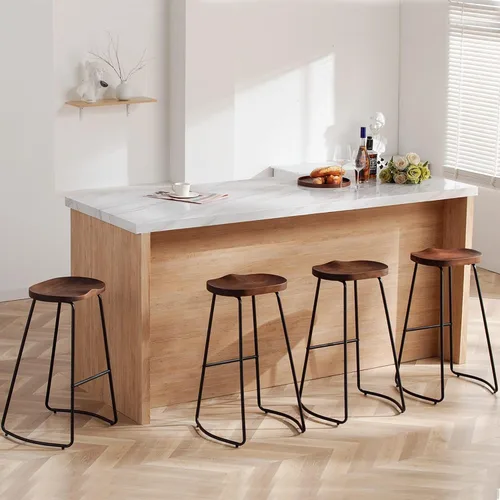 Miniatura 12 de HeuGah Juego de 2 taburetes de bar, taburetes de bar de 26" de altura de mostrador con pata de metal, taburetes de bar rústicos sin respaldo