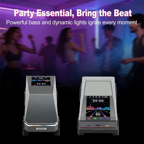 Miniatura 8 de WSTER WS-580 - Altavoz Bluetooth con reproducción de camión de estilo futuro con pantalla LED, TWS estéreo, FM, reproducción USB/TF, faros LED, Gris